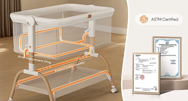 BabyBond 3-in-1 Baby Bassinet Bedside Sleeper, 6-Height Adjustable Crib with Mattress & Soft Breathable Sheet, Full-Mesh Sides and Ventilated Net, Easy-to-Fold Portable Style & Wheels, Safe and Steady Bassinet for Newborns, Ideal Christmas Gift for Babies