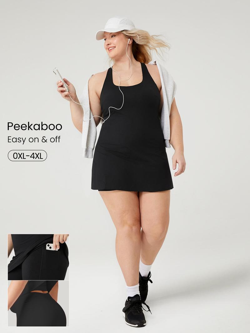 GLOWMODE FeatherFit-Air Peekaboo Plus Size Dress Built-In Shorts Pocket Anti-Slip Strips Dress TikTokShopBlackFriday