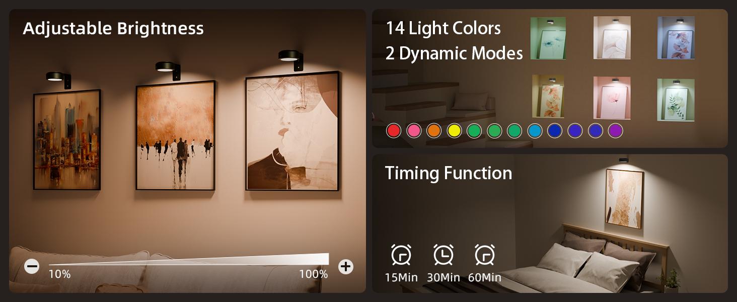 EZVALO Picture Lights for Wall,14 Color(3 Color Temps&12 RGB),2000mAh Rechargeable Battery Magnetic Poster Lights with 2 Color Temps&12 RGB,Remote Dimmable Timer Painting Light,Wall Decor Light for Art Display,Frame EZVALO Picture Lights for Wall,14 Color(3 Color Temps&12 RGB),2000mAh Rechargeable Battery Magnetic Poster Lights with 2 Color Temps&12 RGB,Remote Dimmable Timer Painting Light,Wall Decor Light for Art Display,Frame