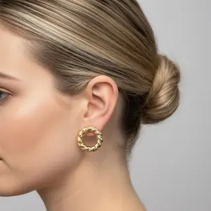Beautiful Gold-Tone Twisted Hoop Earrings for Women - Stylish and Elegant Jewelry Accessory