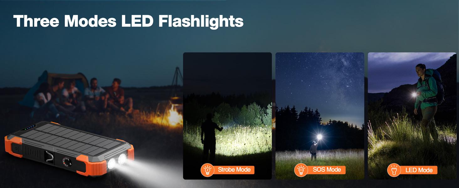 W33 Solar Power Bank 42800mAh, 4 Cables, Thermometer, 15W Fast Charge, 2 USB-C, 1 Lightning.