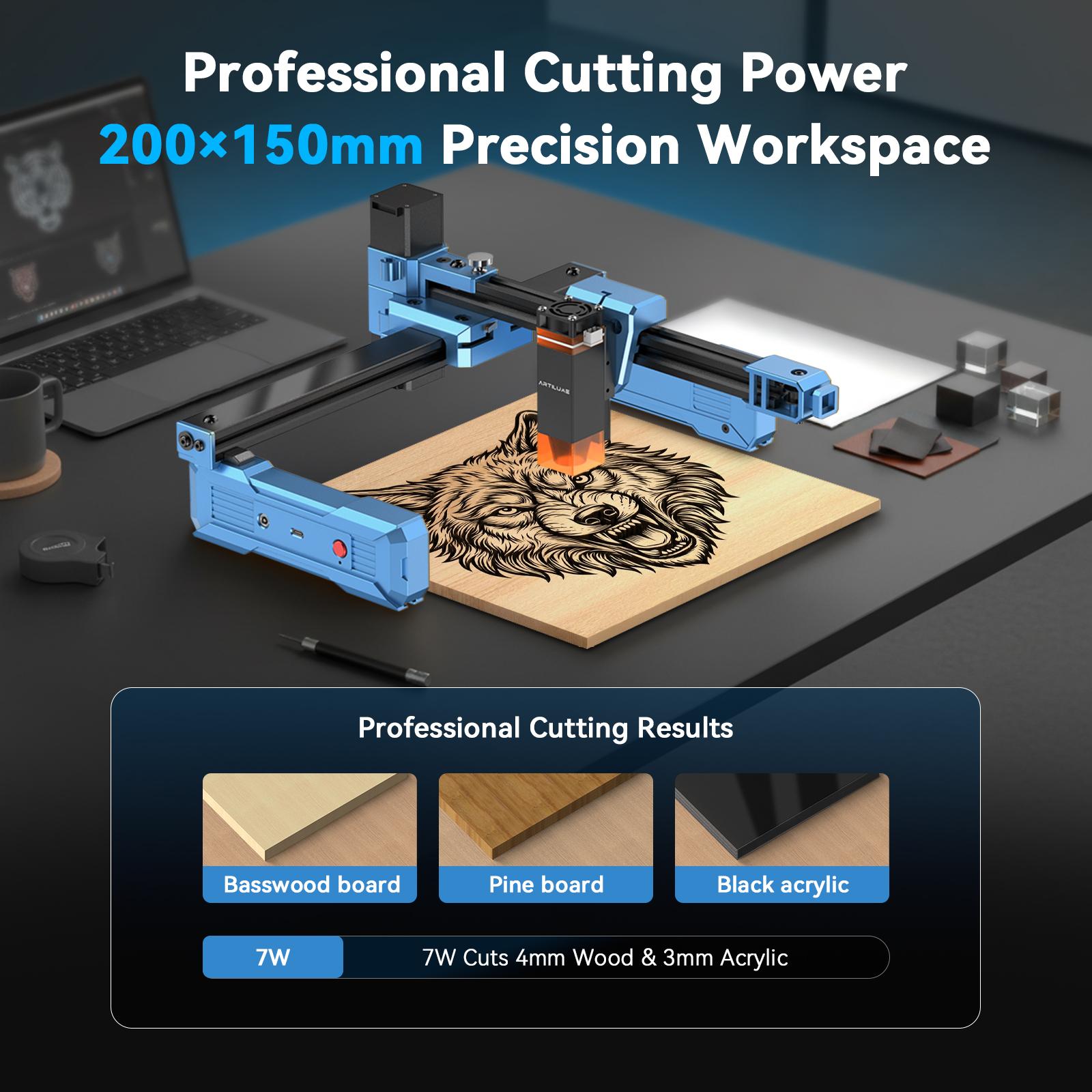 ARTILUME T1 Laser Engraver, Portable & Foldable Laser Engraver and Cutter Machine, 0.01mm Precision, Large Working Area 150×200mm for Wood, Leather, Acrylic, Ideal for Beginners & Small Businesses