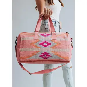 Orange, Bright Pink & Slate Western Duffel
