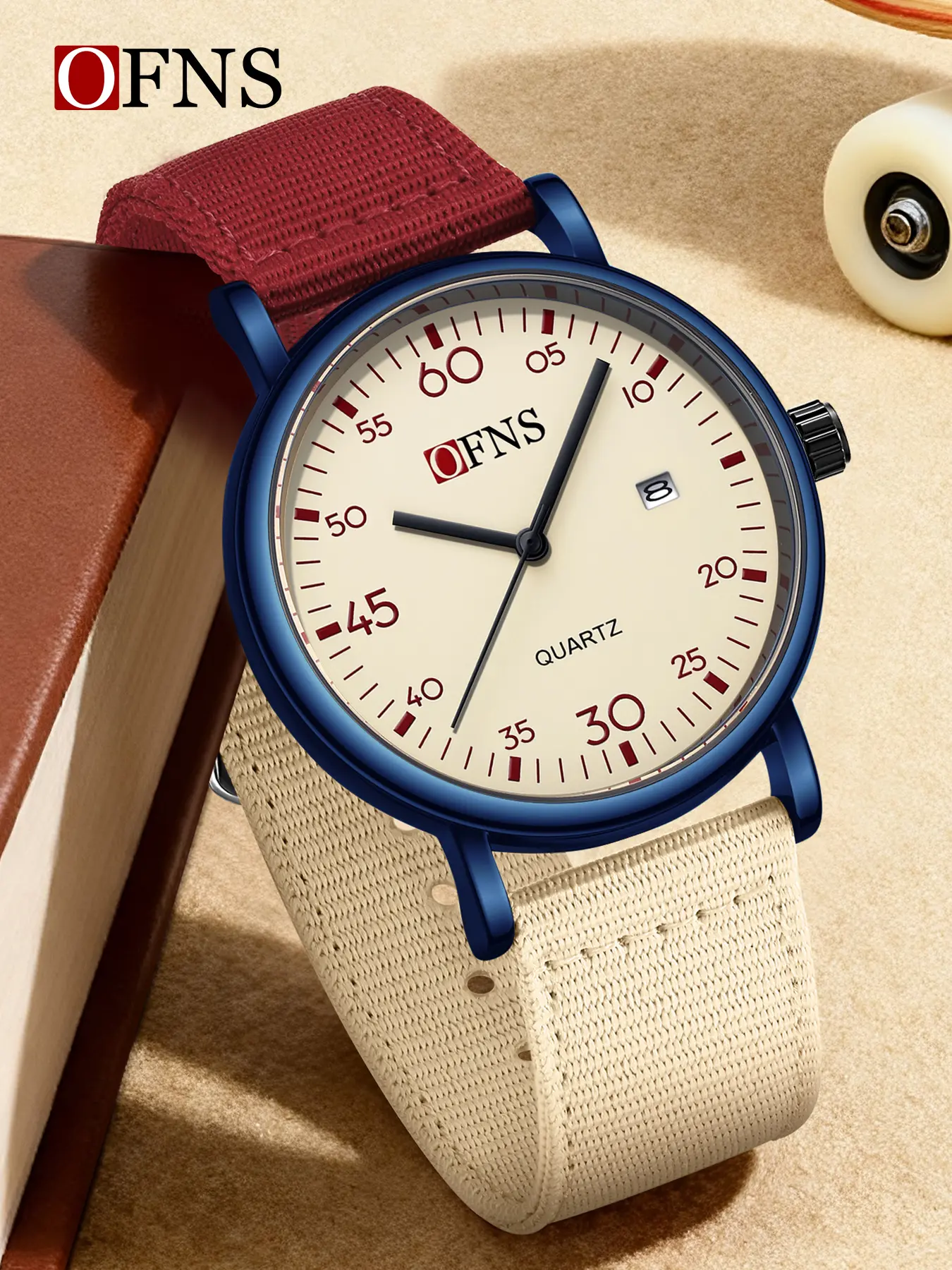 OFNS quartz wristwatch Q-version digital dial leisure waterproof watch casual analog watch leisure nylon calendar exam reading student table