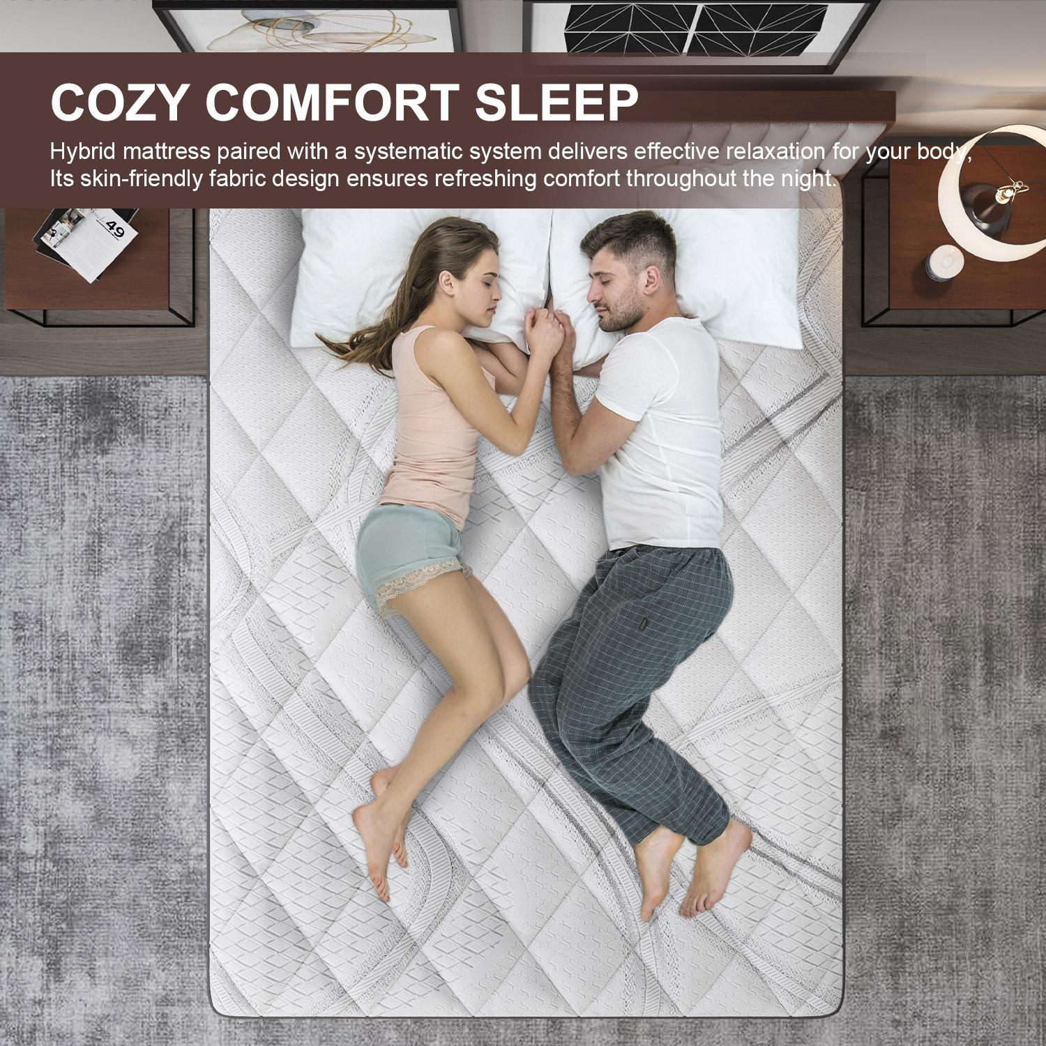 12"14" Gel Memory Foam Hybrid Pocket Spring Mattress Euro Top Medium Firm for Back & Lumbar Support Individual Pocket Spring for Motion Isolation Pressure Relief Twin Full King Queen Mattress CertiPUR-US & OEKO Certified