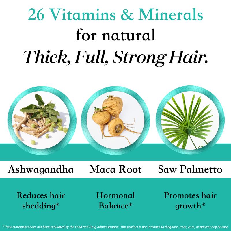 Women's Balance Hair Growth Supplements, Ages 45 and Up, Customer Proven for Visibly Thicker Hair and Scalp Coverage, Soy-Free, Made with 26 Ingredients Including Beta Carotenes