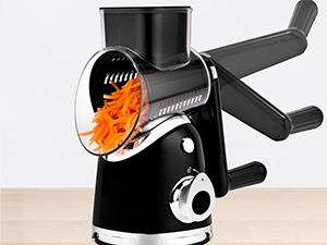 SUSTEAS Rotary Vegetable Chopper - 6 Blades, Suction Base, Handle, Bonus Blade Organizer, Kitchen Slicer, Practical Mother's Day Gift. Utensils Beige Cutting New Black