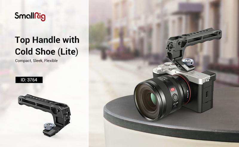 SmallRig Lightweight Cold Shoe Top Handle, Grip for DSLR Camera Cage, Universal Top Handle with 5 Cold Shoe Adapters and Cold Shoe Base (Lite) - 3764