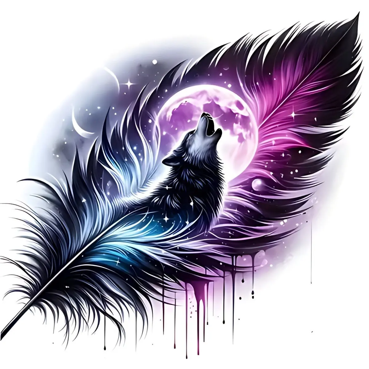 Large Glow-In-The-Dark Wolf Sticker, 15.24cm Feather Art Vinyl Decal, Car Decorative Sticker, Car Decals, Self-Adhesive Bright Car Exterior Decoration for Cars Trucks Windows Metal Surfaces