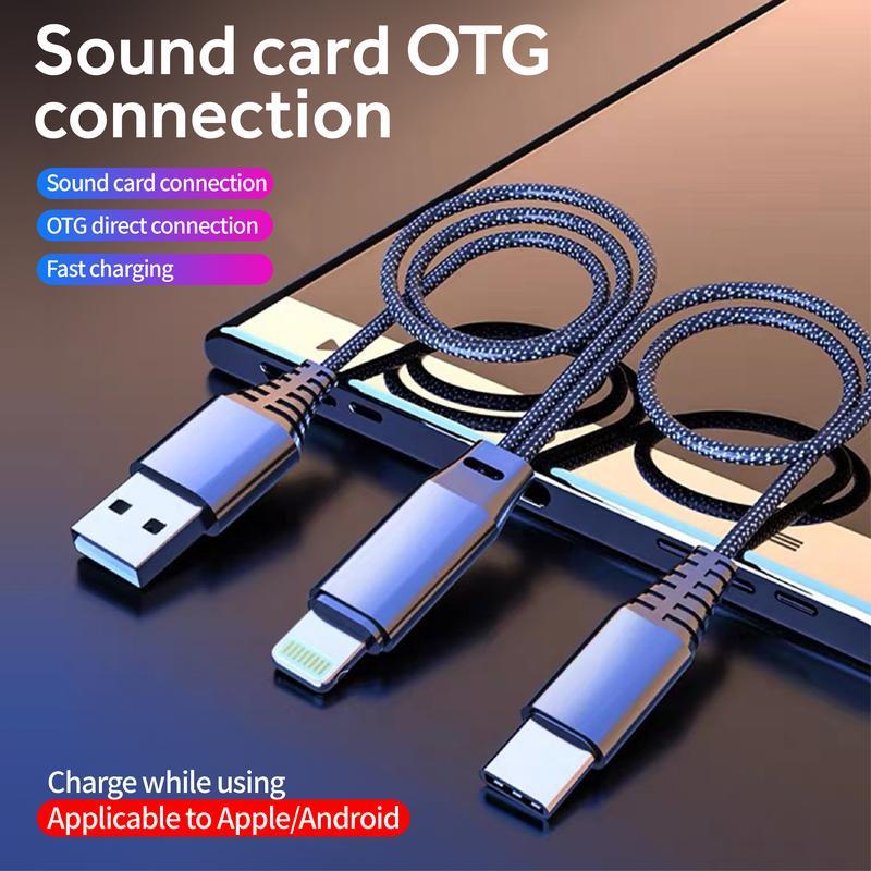 Universal sound card OTG live broadcast cable suitable for Apple Android typec one to two digital audio adapter cable