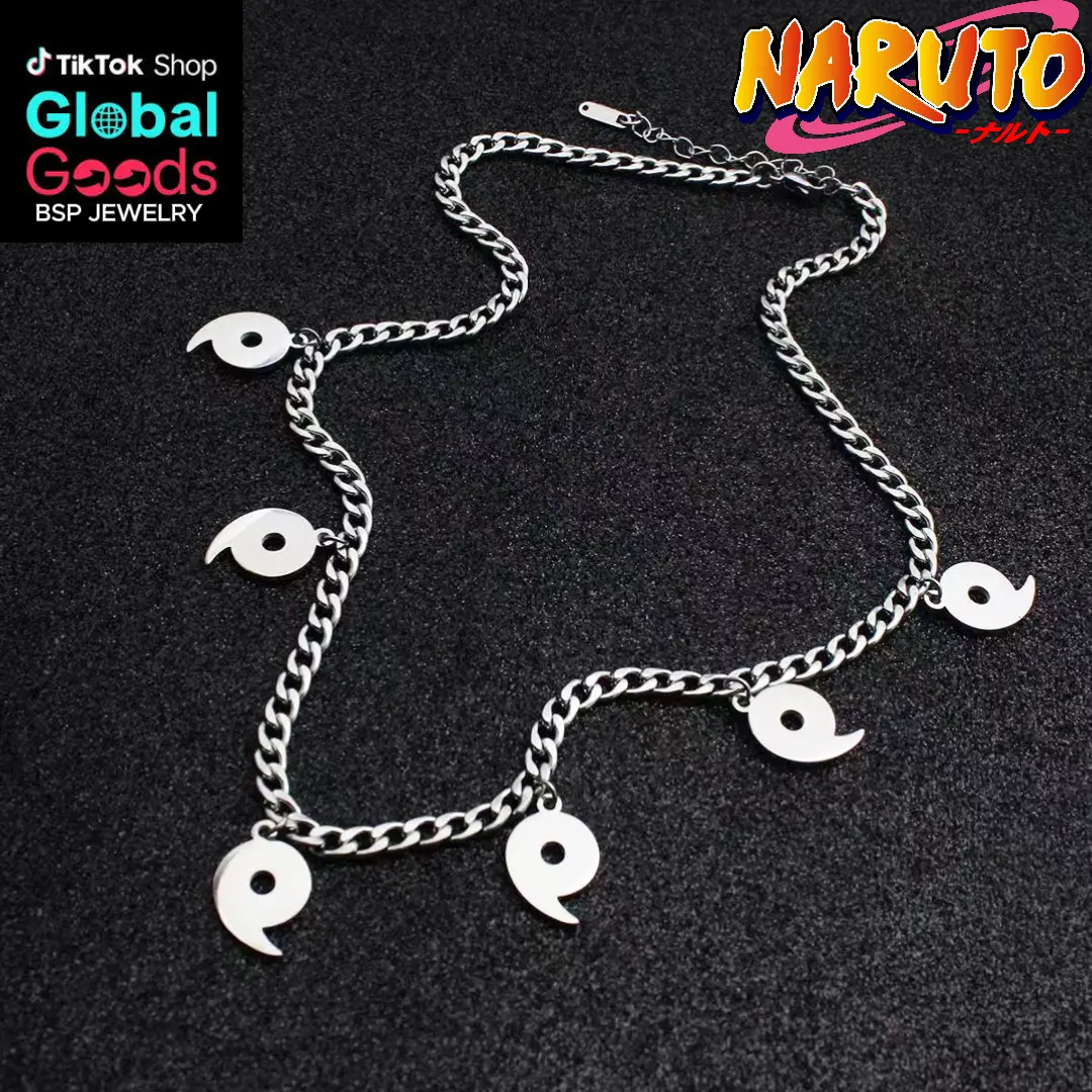 Naruto Magatama Necklace, Japanese Amulet Pendant, Anime Cosplay Jewelry, Ninja Clan Symbol Necklace for Men Women, Otaku Gift for Fans & Collectors