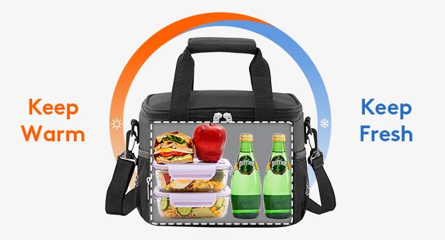 Lifewit Large Lunch Bag Insulated Lunch Box Soft Cooler Cooling Tote for Adult Men Women, Black