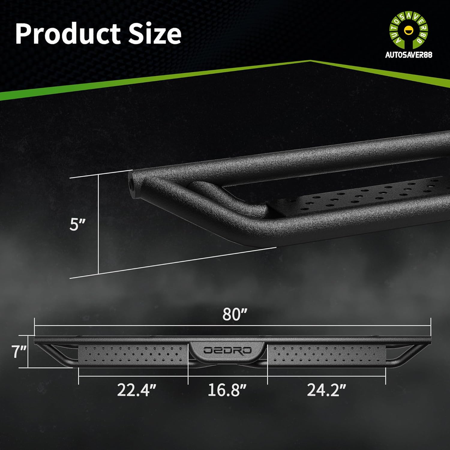 Running Boards Compatible with 2015-2026 Chevy Colorado/GMC Canyon Crew Cab, Two-Stair Side Steps Rail Drop Nerf Bars Carbon Steel