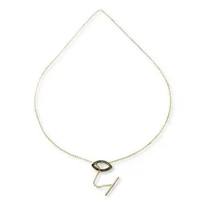 Rarities Gold-Plated Black or White Diamond Evil Eye Lariat Necklace