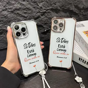 Romanos 8:31 Four Corner Anti-Fall Phone case for iPhone Samsung Galaxy 17Pro Max Air 16Plus 15 14 13 12 11 XR XS S26 S25 S24 S23 S22 cases, Transparent cover, Non-Yellowing, Shockproof Soft silicone, Gifts for girls.JL67