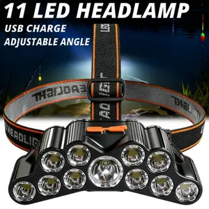 2-pack of 11 LED headlamps | USB powered, high-brightness headlamp, hands-free work light with 4 lighting modes, ideal for repairs, camping, hiking, and emergency nighttime lighting | Non-rechargeable battery, matte finish, includes USB cable