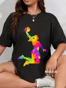 100% Cotton Basketball Girl Graphic Printed Women Girls T-Shirt