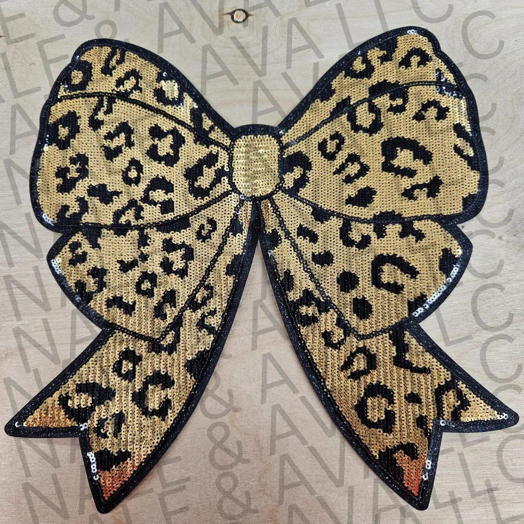 Leopard Bow Sequin Patch ONLY