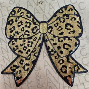 Leopard Bow Sequin Patch ONLY