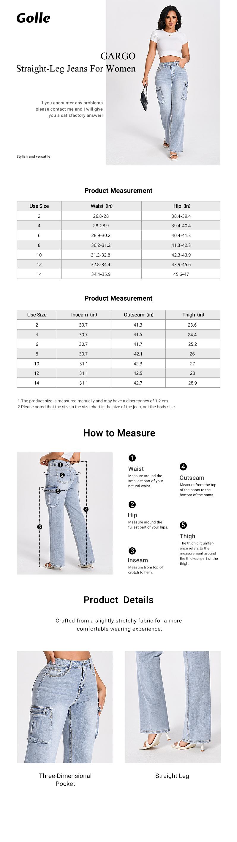 Women High Waisted Cargo Jean for Women with 6 Pockets Straight Wide Leg Jean Casual Baggy Pants