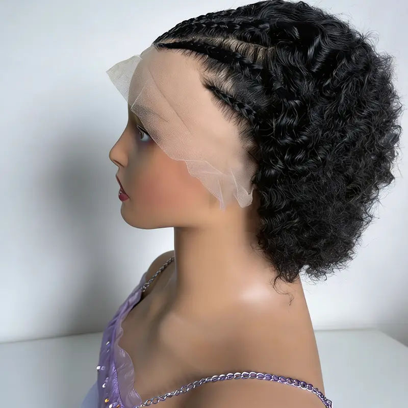 Glueless Wigs Human Hair Curly Wigs 13x4 Lace Front Wigs Water Curly Wig Transparent Lace Frontal Wig Pre Braided Glueless Curly Wig Work or Daily Use Curly Wig