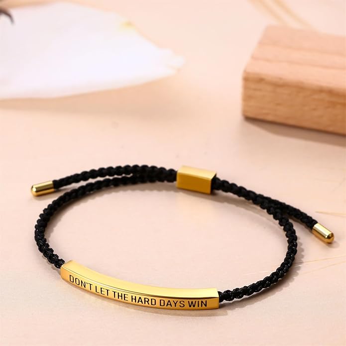Dont Let The Hard Days Win Bracelet,Handmade Braided Adjustable Wrap Stainless Steel for Women Men - Inspirational Jewelry Gifts