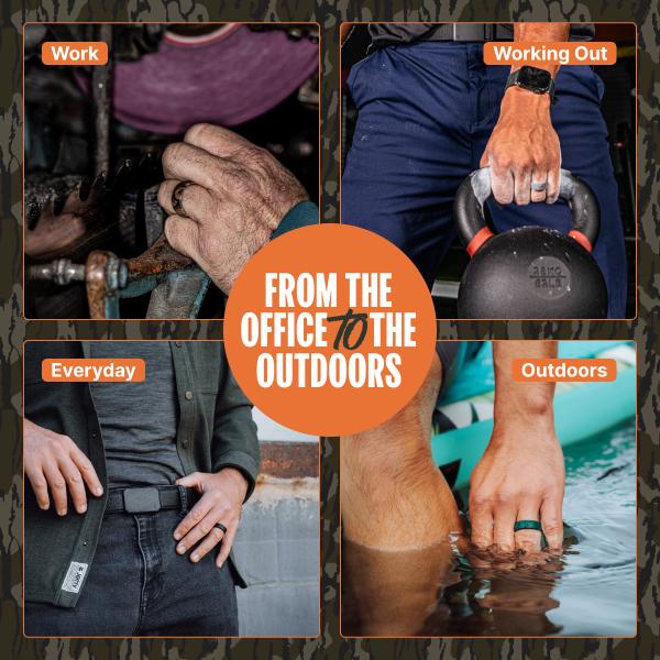 Groove Life x Mossy Oak Ring - Bottomland Camo Silicone Ring | Breathable, Comfortable, Camouflage Rubber Wedding Rings for Men, Men's Jewelry, Accessory, Limited Lifetime Warranty