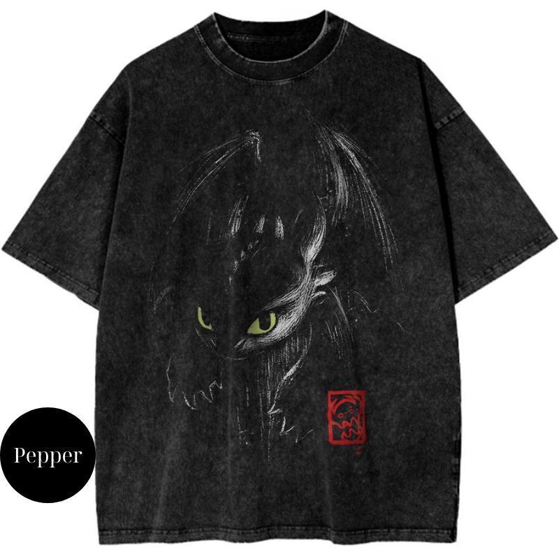 Toothless Shirt, How to Train Your Dragon Shirt, Animated Shirt, Vintage Tee, Unisex Cotton Crewneck T-Shirt - Medium, Short Sleeve, Casual Streetwear Printed Tee Top Womenswear