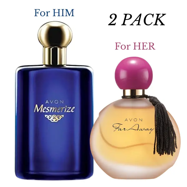 AVON Far Away Original for her & Mesmerize Blue for him SET of 2 - Fragrance Collection