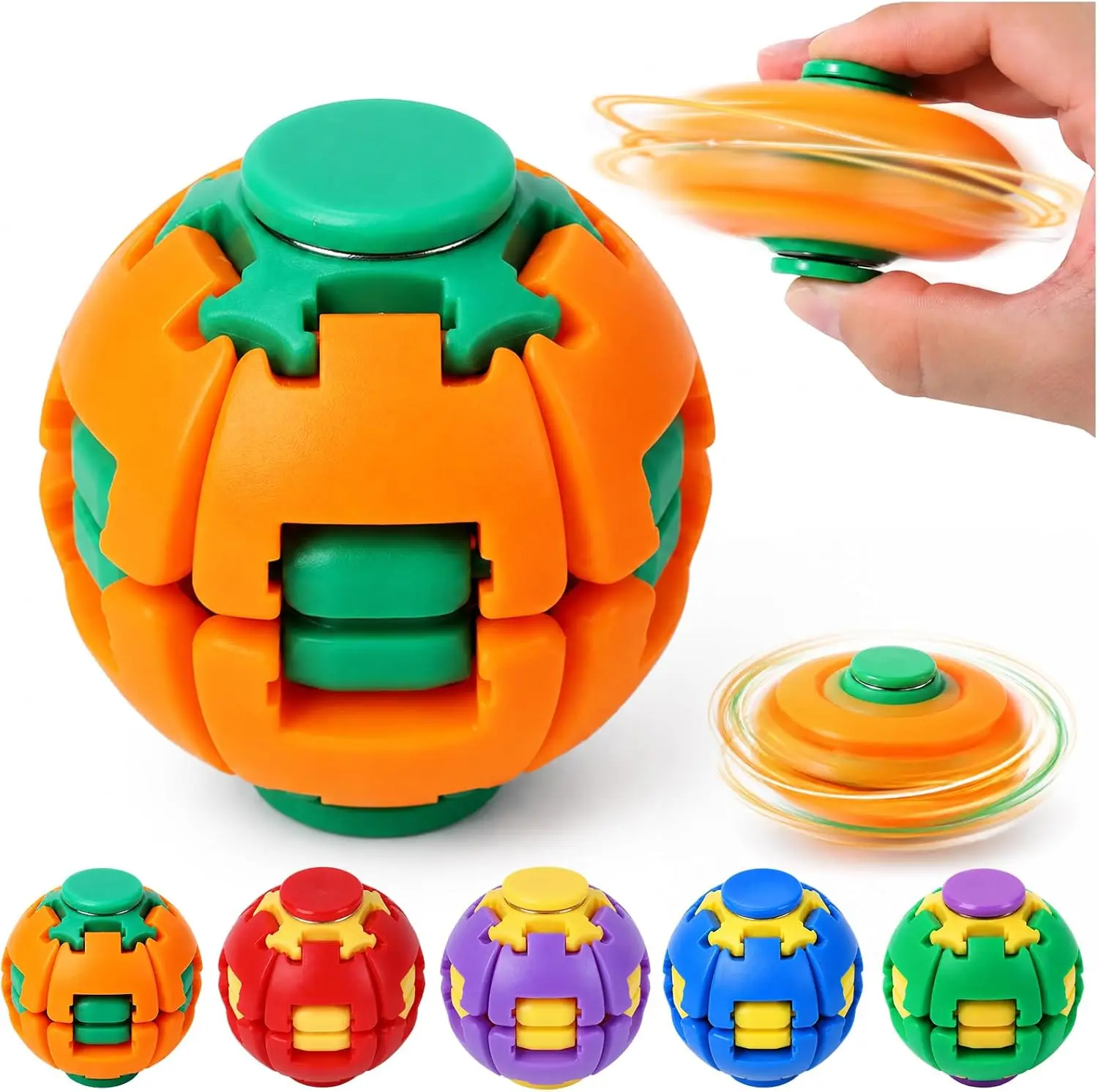 Press & Spin Fidget Stress Ball – 360° Rotating Sensory Desk Toy for Anxiety & ADHD Relief | Teens & Adults