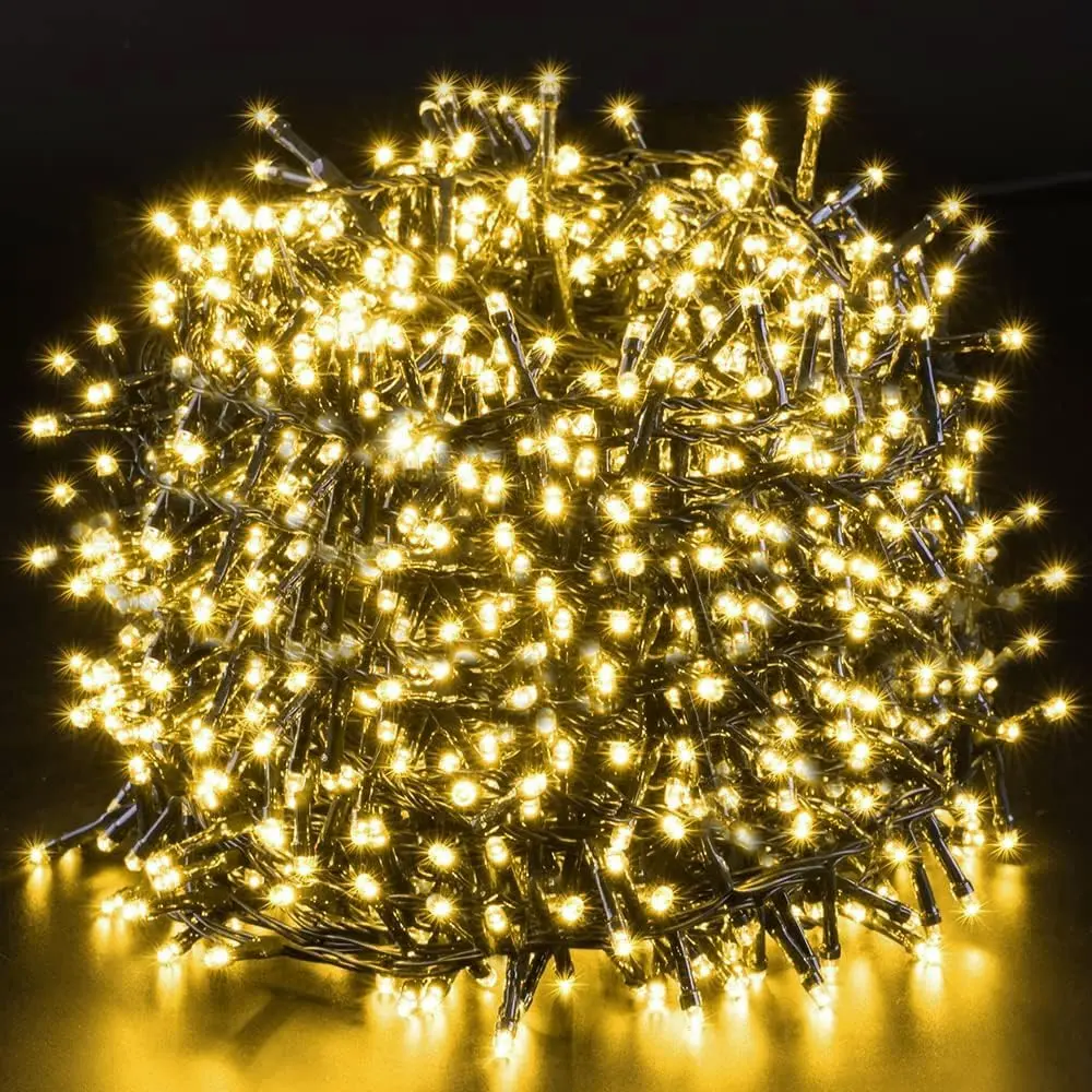 Christmas LED String Lights, 82FT 1000 LEDs Warm White Modern Outdoor Waterproof Fairy Lights with Flexible String Adapts to Curves, Twinkle-Fade-Chase Modes, for Garden Patio Xmas Wedding, Party Decoration Supplies