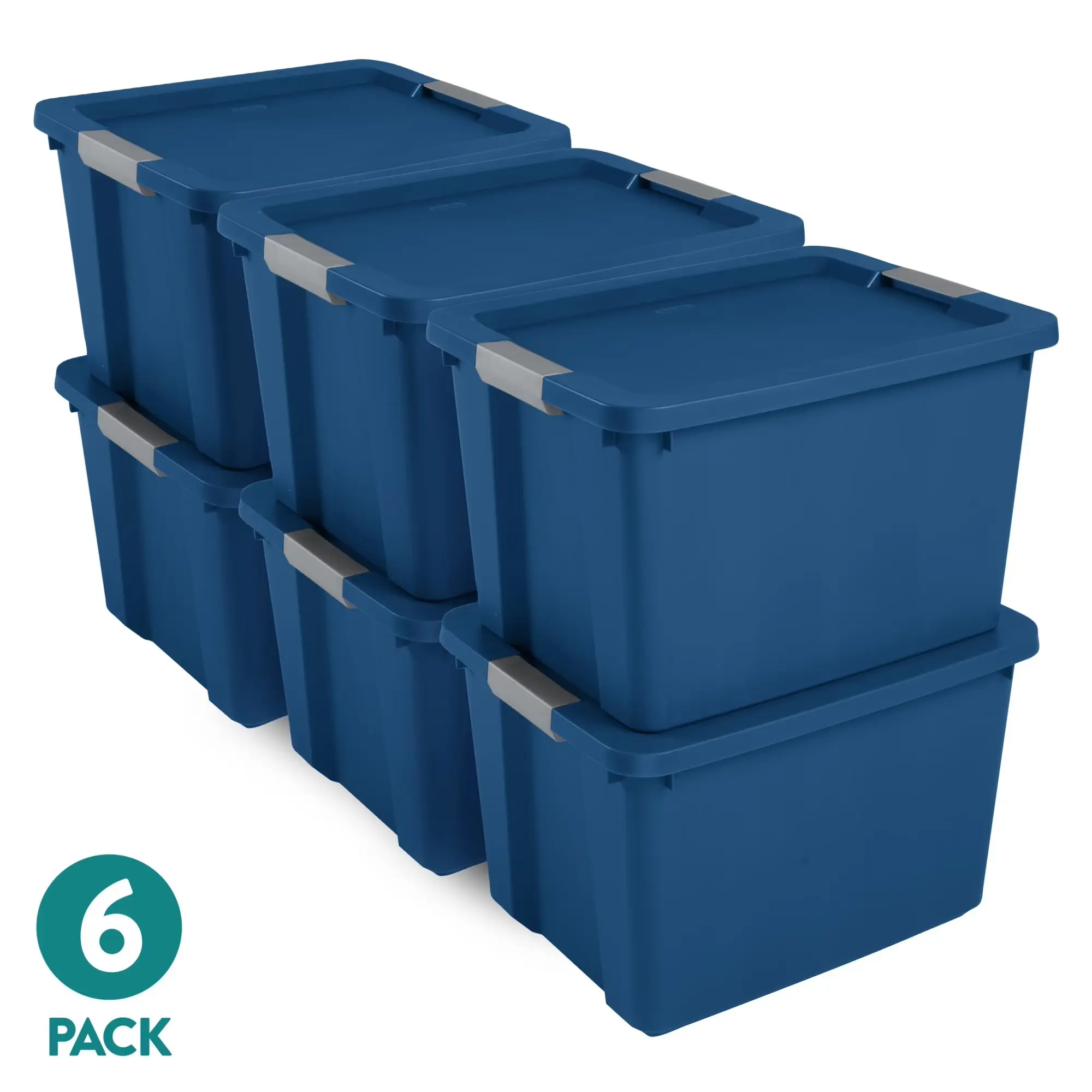 20-Gal Blue Latching Plastic Storage Tote, Home Organizer Storage Bin with Latch Lid