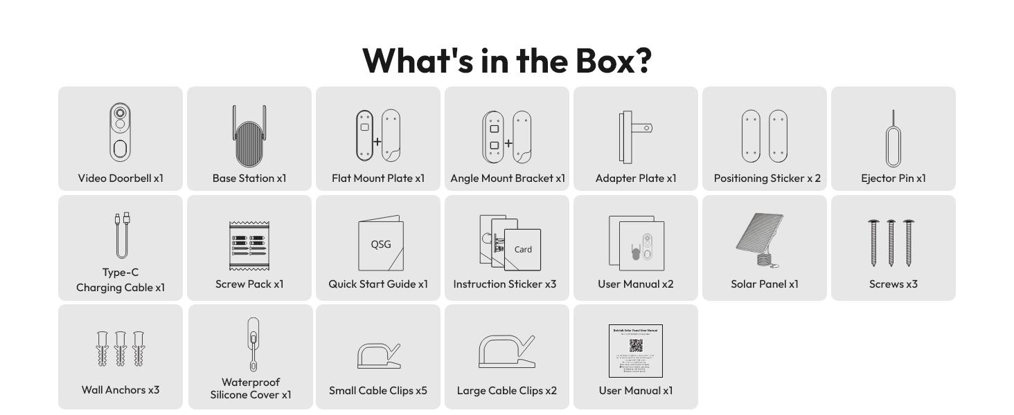 Botslab 2K Doorbell Camera Wireless 180° View 2-Way Audio AI Notifications 5200mAh Battery 2.4Ghz WiFi Secure Storage No Subscriptions Real-Time Communication