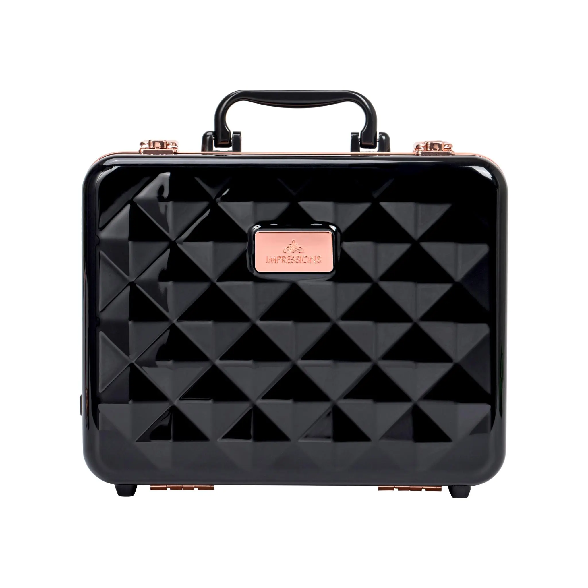 Hard Shell Travel Vanity Case with LED Mirror - Travel Beauty Bag, Pyramid Diamond Pattern, 3 Light Modes, Adjustable Compartments, Portable Cosmetic Organizer, Makeup Bag, Travel Cosmetic Bags, Makeup Organization