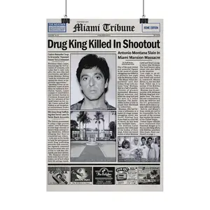 [No Frame] Pacino Tony Montana Newspaper Poster