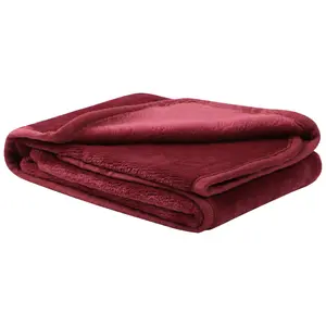 PiccoCasa Flannel Fleece Blanket Soft Lightweight Warm Fuzzy Blanket Couch Living Room 23"x30" Burgundy