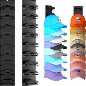 2 Hat Organizer Compact Wall Mounted Baseball Cap Rack,Black,Adhesive MountStable Structure Holds 20 Hats,efficient-organization,space-saving,for Closet Door Bedroom-home essentials