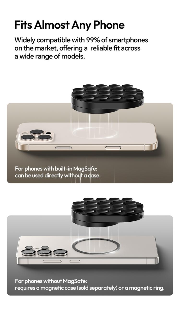Ulanzi MA39 MagLock Magnetic Phone Mount, Desktop Stand with Suction Bottom for iPhone 17-16-15-14, Wall & Glass Use, Mobile Cellphone Smartphone Accessories, Metal Ring,back to school,back to school haul