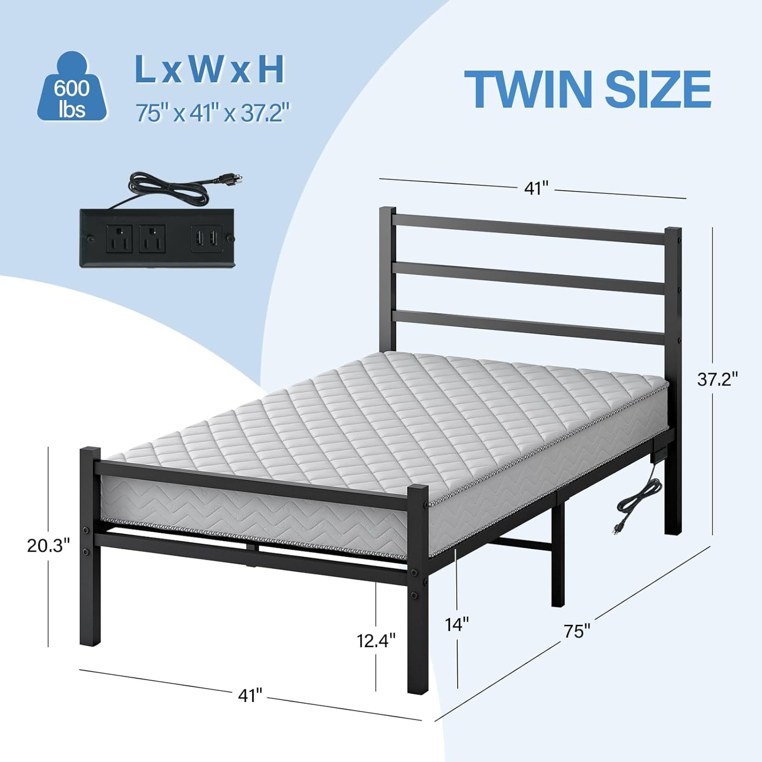 HOMBCK Twin Bed Frame with Heaboard, Mattress not included, LED, Metal Platform Bed Frame, Heavy Duty Steel, No Box Spring Needed HOMBCK Twin Bed Frame with Heaboard, Mattress not included, LED, Metal Platform Bed Frame, Heavy Duty Steel, No Box Spring Needed