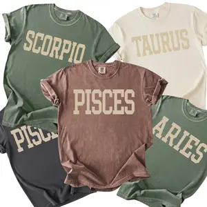 [Full 12 Zodiac] Minimalist Zodiac Sign Comfortable T-Shirt – Unisex Comfort Color Zodiac Graphic T-Shirt, Pisces, Scorpio, Taurus, Aries, Perfect Gift for Zodiac Lovers