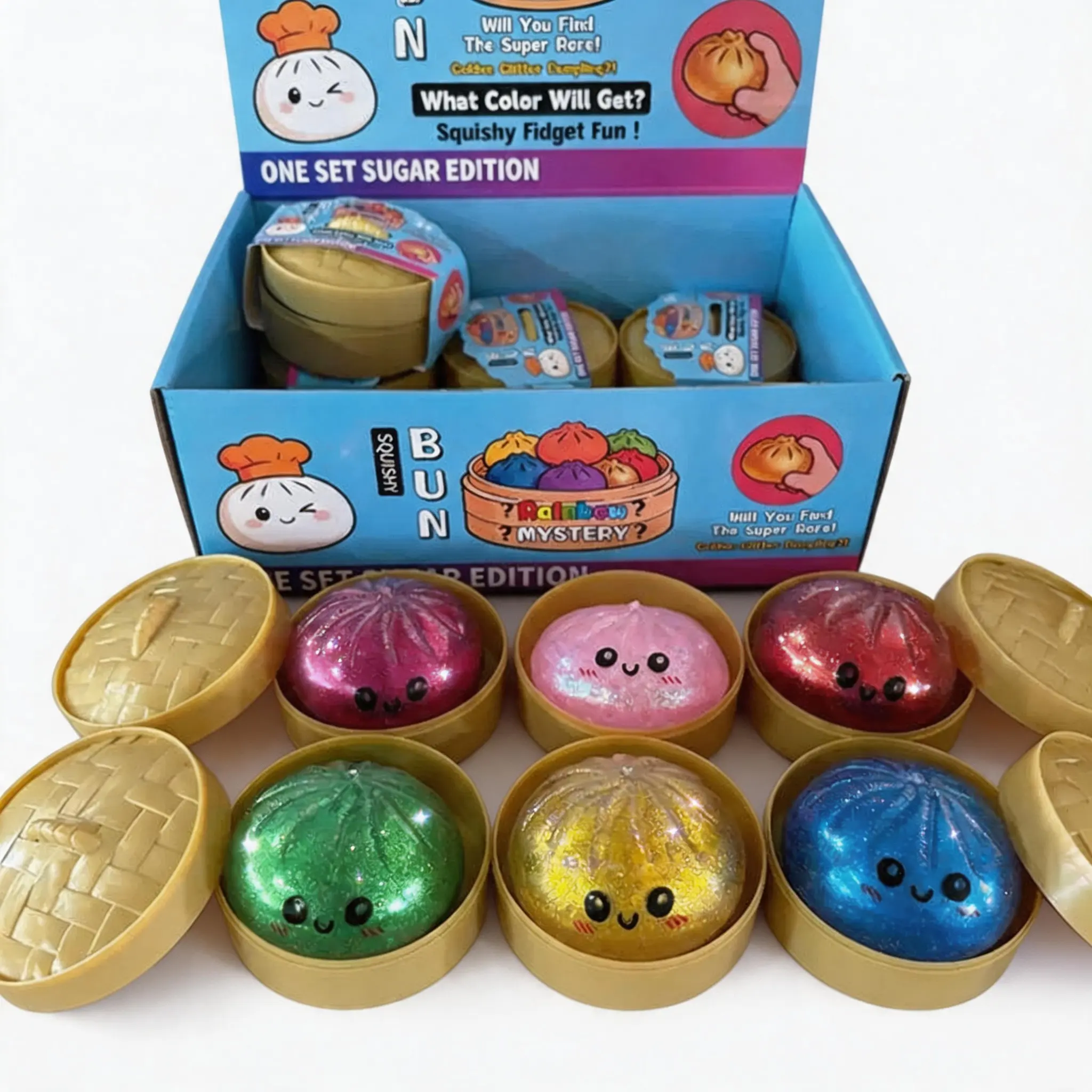 Giant Dumpling Squishy  slime squishies toys  hunting crunchy squishies  dumpling squishy - Unisex TPR Soft Squishies Toys, Cute Look Glitter Rainbow Stress & Anxiety Relief Fidget Toy with Steamer Box, Valentine’s Gift for Children Gift Exchanges