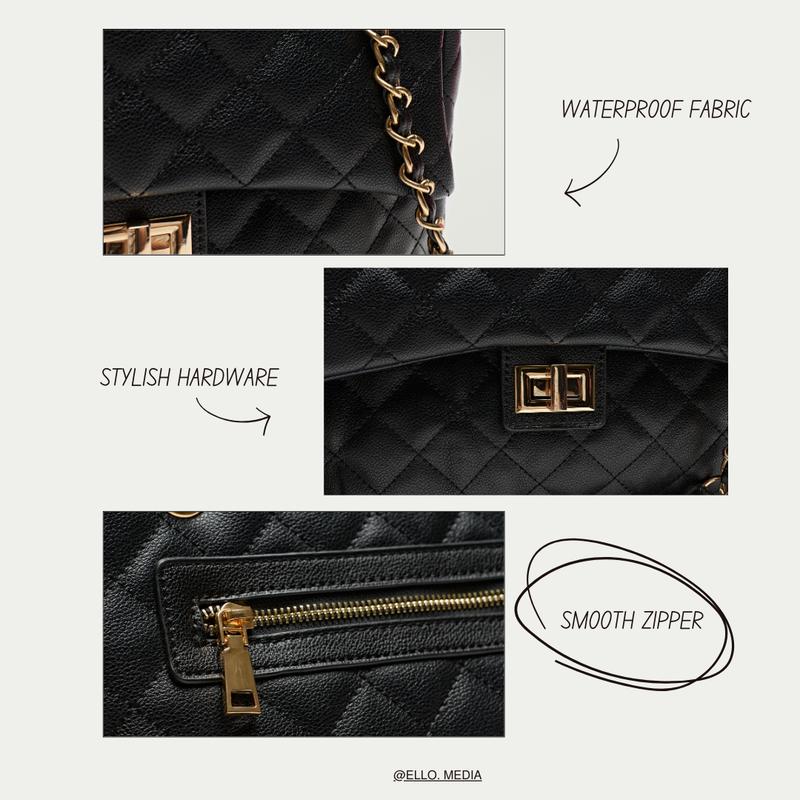 Shirley Women's Quilted Chain Tote Bag – Affordable Vegan Leather, Classic Flap Shoulder Bag for School and Work – Stylish Everyday Tote, Perfect Gift for Women in Multiple Colors