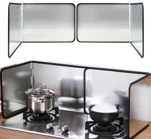 4 Sided Foldable Stainless Steel Stove Splatter Guard, Kitchen Oil Splash Grease Shield, Foldable Cooking Splatter Screen for Gas Stove & Frying Pan, 38×30×30cm Single Pack Silver