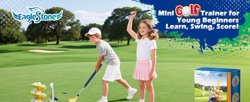 EagleStone Toddler Golf Set with Foot Pedal Launcher, Includes Adjustable Golf Club, 15 Balls & Golf Cart, Indoor&Outdoor Sports Gift