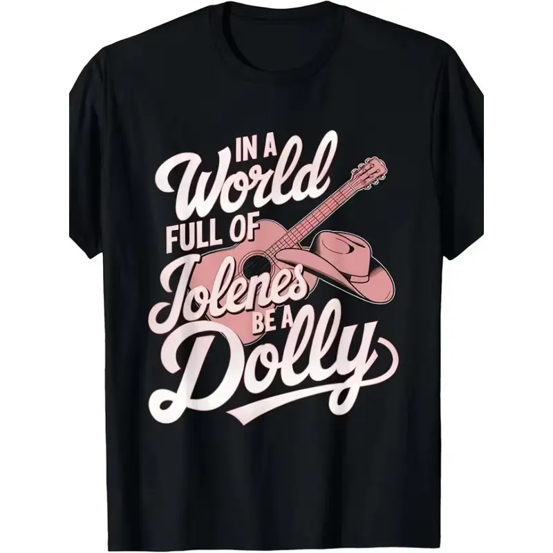 Western Retro Graphic Tee, In A World Full of Be A Quote Unisex Crewneck Short Sleeve T‑Shirt, Guitar Cowboy Hat Art Print, Breathable Casual Top, Gift for Western Music Lovers