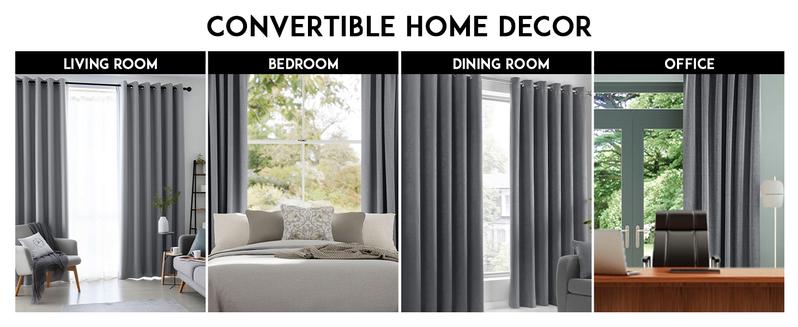 Lux Decor Blackout Curtains (2 Panels) - Solid Thermal Insulated, Soundproof, Heavy-Duty, Cold-Proof Grommet Drapes - Noise Reduction Cozy Window Curtains for Living Room & Bedroom - Drapery Style Lightweight Curtains