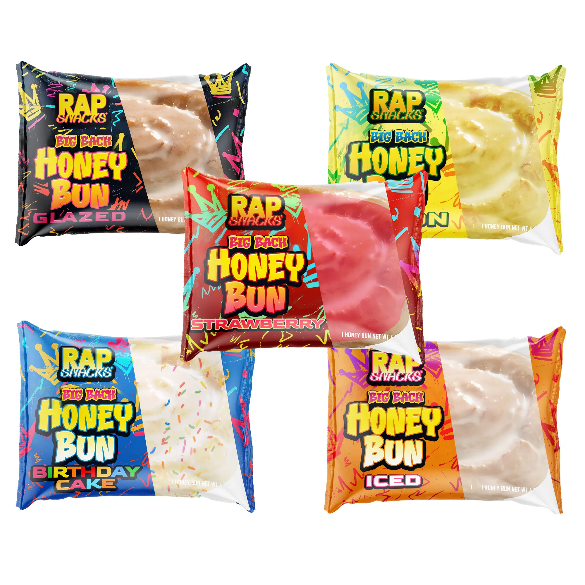 Rap Snacks Big Back Honey Buns Variety Pack (5 Pack)