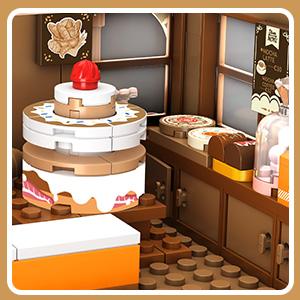 City Bakery Cafe House Building Set with Light, 1289 PCS Baking Shop Toy for Ages 8-12+ - Includes Coffee Cake, Soft Bread, and Light Sets Adjustable