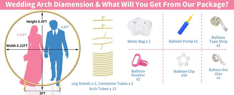 7.2ft Round Backdrop Stand, Circle Balloon Arch & Wedding Arch Stand, Backdrop Stand for Birthday Party & Baby Shower, Event Decorations