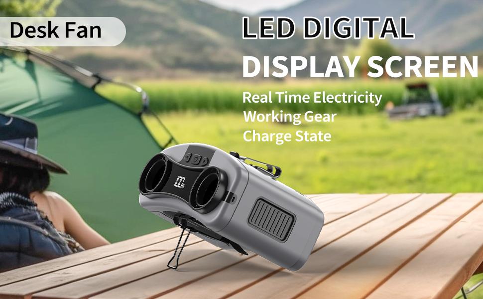 Portable Waist Fan, 20000mAh Rechargeable Clip on Wearable Belt Fan, 10 Speeds Hands-Free Hanging Neck Fan, Outdoor Personal Cooling Fan for Jobsite Travel Camping Gardening